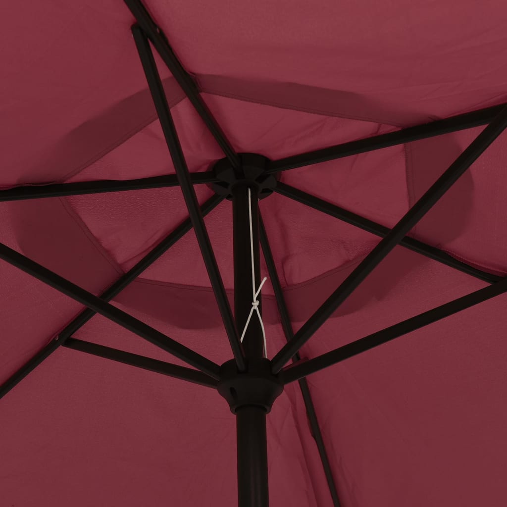 vidaXL Garden Parasol with LED Lights and Steel Pole 300 cm Bordeaux Red