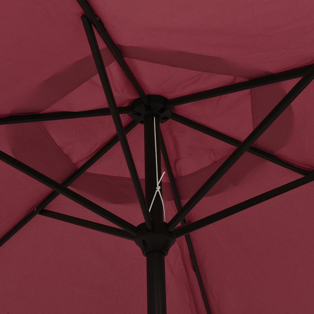 vidaXL Garden Parasol with LED Lights and Steel Pole 300 cm Bordeaux Red