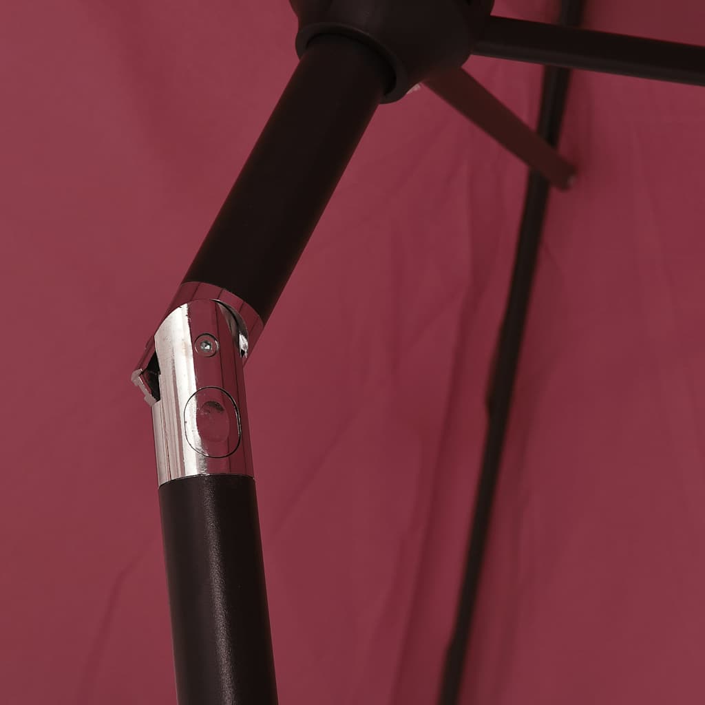 vidaXL Garden Parasol with LED Lights and Steel Pole 300 cm Bordeaux Red