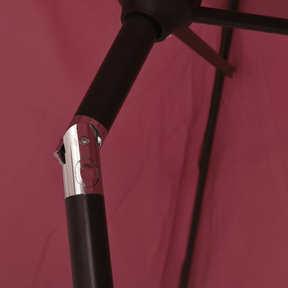 vidaXL Garden Parasol with LED Lights and Steel Pole 300 cm Bordeaux Red