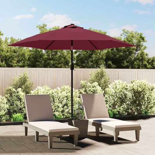 vidaXL Garden Parasol with LED Lights&Steel Pole 300 cm Bordeaux Red