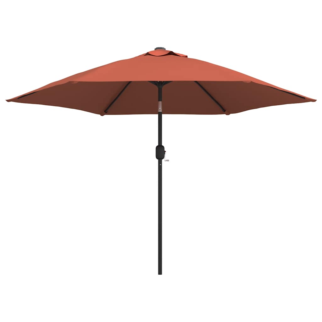 vidaXL Garden Parasol with LED Lights and Steel Pole 300 cm Terracotta