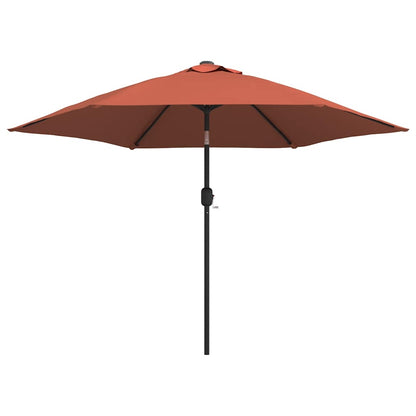 vidaXL Garden Parasol with LED Lights and Steel Pole 300 cm Terracotta