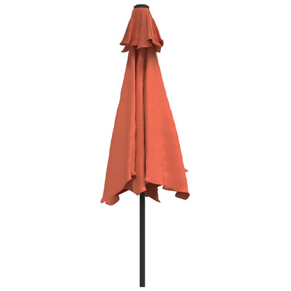 vidaXL Garden Parasol with LED Lights and Steel Pole 300 cm Terracotta