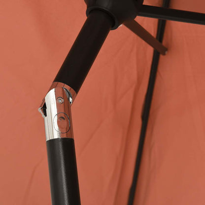 vidaXL Garden Parasol with LED Lights and Steel Pole 300 cm Terracotta