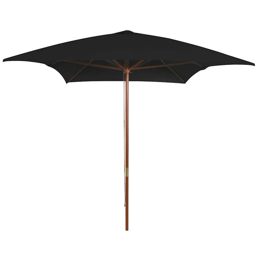 313760 vidaXL Garden Parasol with Wooden Pole Black 200x300 cm