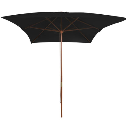 vidaXL Garden Parasol | Black | Polyester cover, Bamboo pole, Hardwood ribs