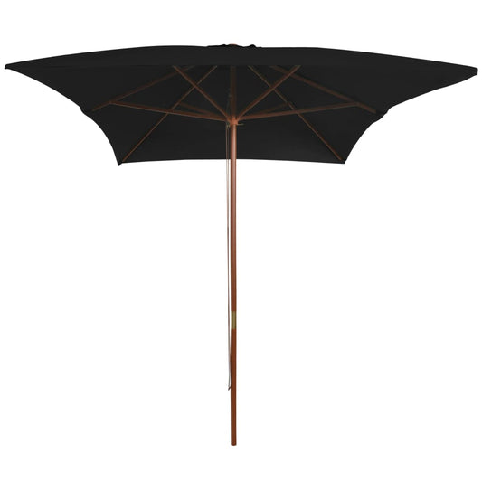 vidaXL Garden Parasol | Black | Polyester cover, Bamboo pole, Hardwood ribs