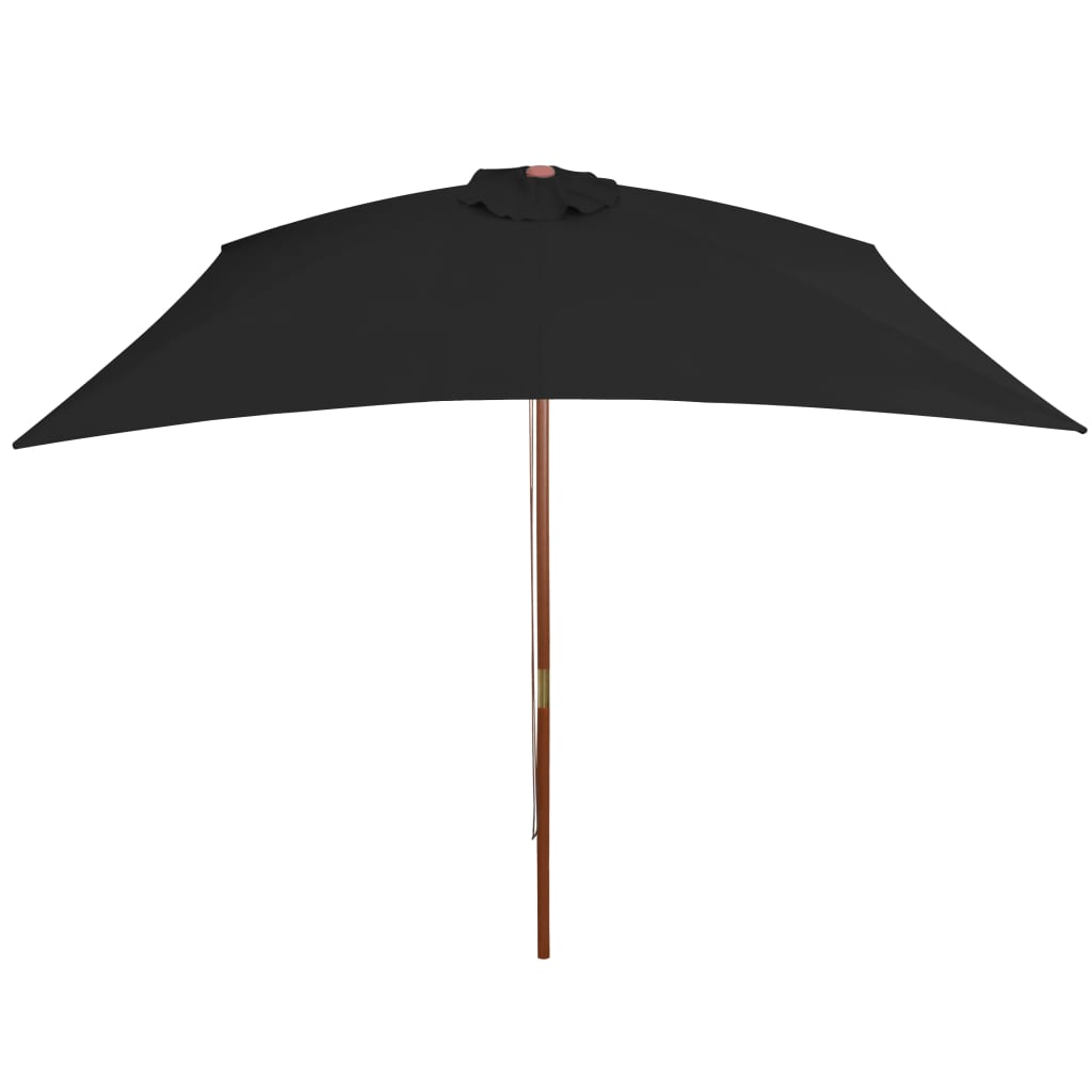 vidaXL Garden Parasol | Black | Polyester cover, Bamboo pole, Hardwood ribs