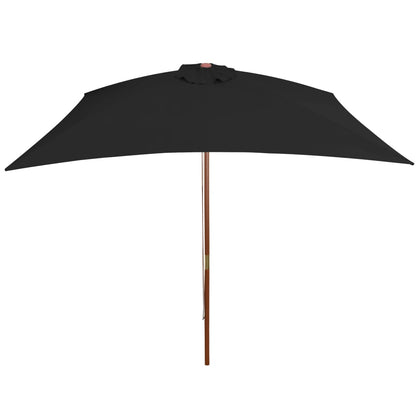 vidaXL Garden Parasol | Black | Polyester cover, Bamboo pole, Hardwood ribs