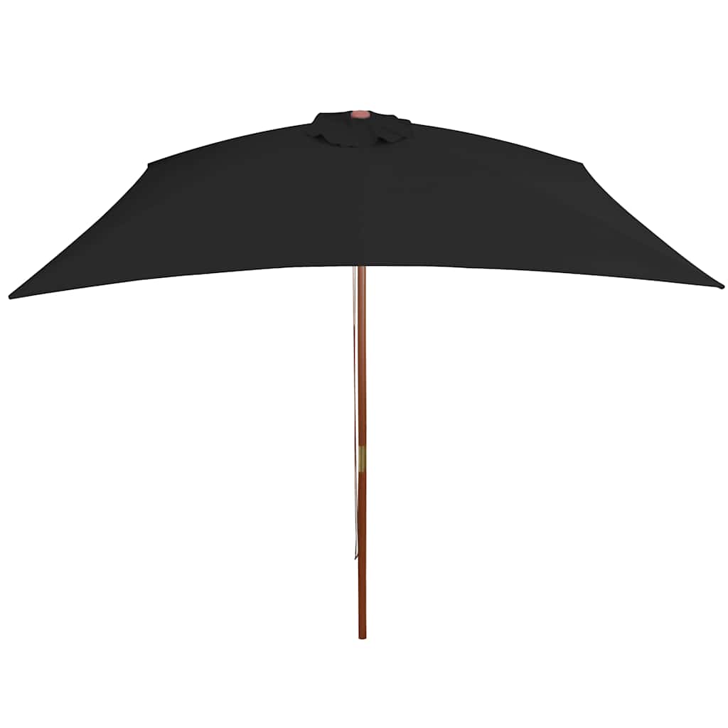 313760 vidaXL Garden Parasol with Wooden Pole Black 200x300 cm