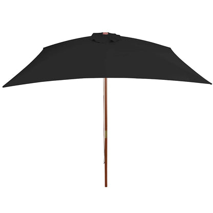 313760 vidaXL Garden Parasol with Wooden Pole Black 200x300 cm