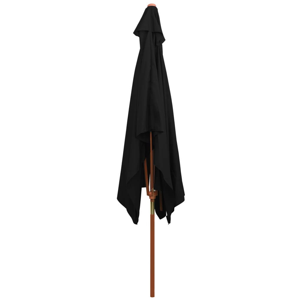 vidaXL Garden Parasol | Black | Polyester cover, Bamboo pole, Hardwood ribs