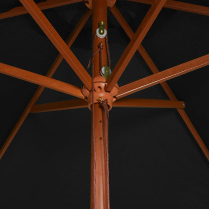 vidaXL Garden Parasol | Black | Polyester cover, Bamboo pole, Hardwood ribs
