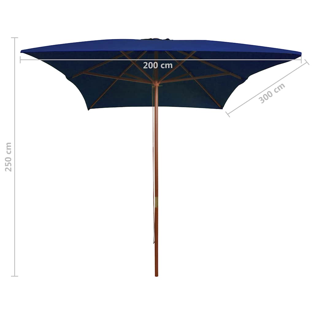 vidaXL Garden Parasol with Wooden Pole Blue 200x300 cm