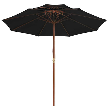 313766 vidaXL Double Decker Parasol with Wooden Pole Black 270 cm
