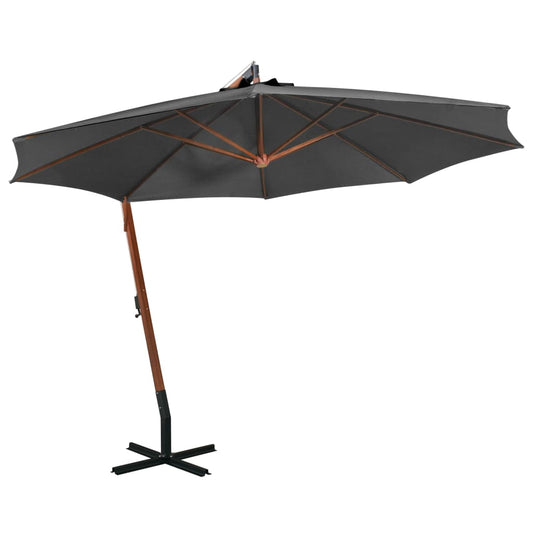 vidaXL Hanging Garden Parasol | Anthracite | Solid Fir Wood | Large