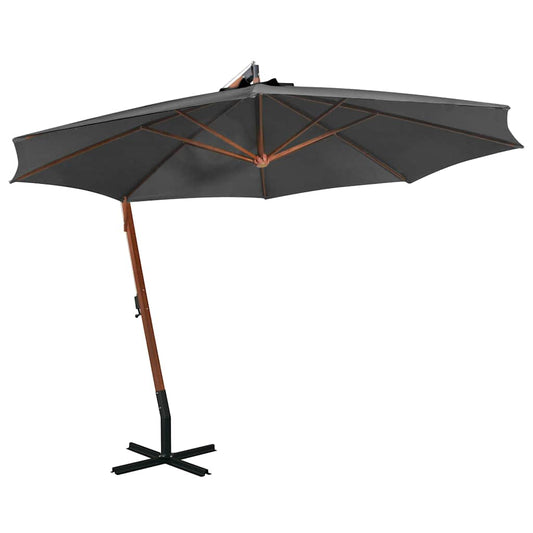 vidaXL Hanging Garden Parasol with Pole Anthracite 3.5x2.9 m