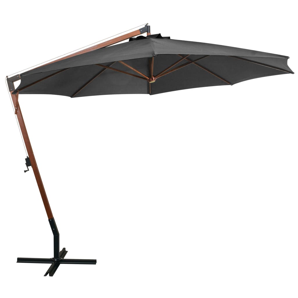 vidaXL Hanging Garden Parasol | Anthracite | Solid Fir Wood | Large