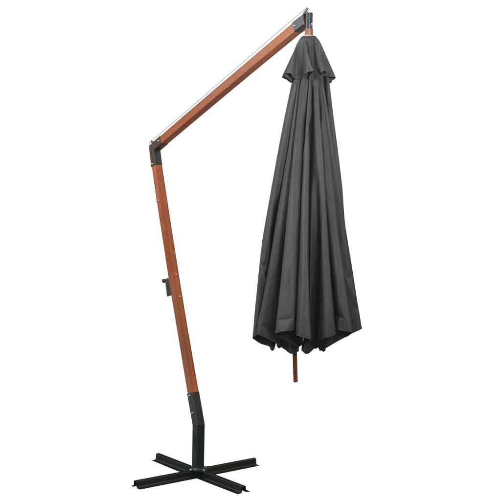vidaXL Hanging Garden Parasol | Anthracite | Solid Fir Wood | Large