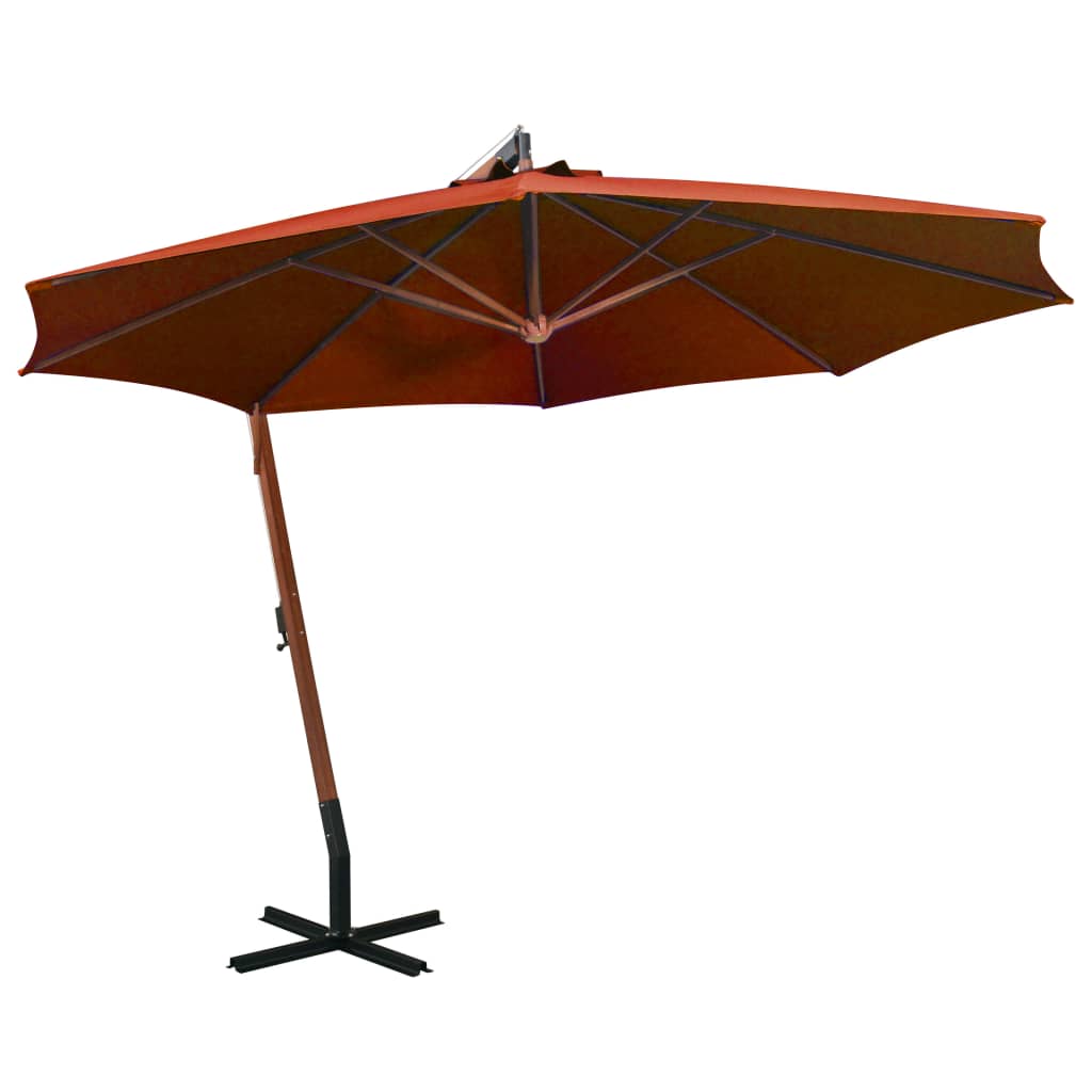 vidaXL Hanging Garden Parasol | Terracotta | Solid Fir Wood | Large