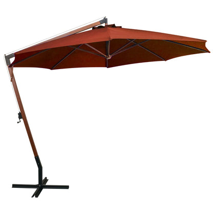 vidaXL Hanging Garden Parasol | Terracotta | Solid Fir Wood | Large