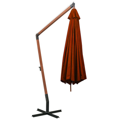 vidaXL Hanging Garden Parasol | Terracotta | Solid Fir Wood | Large
