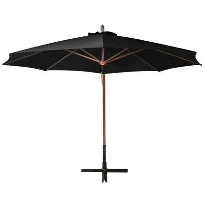 vidaXL Hanging Garden Parasol | Black | Fir Wood, Bamboo, Polyester, Iron