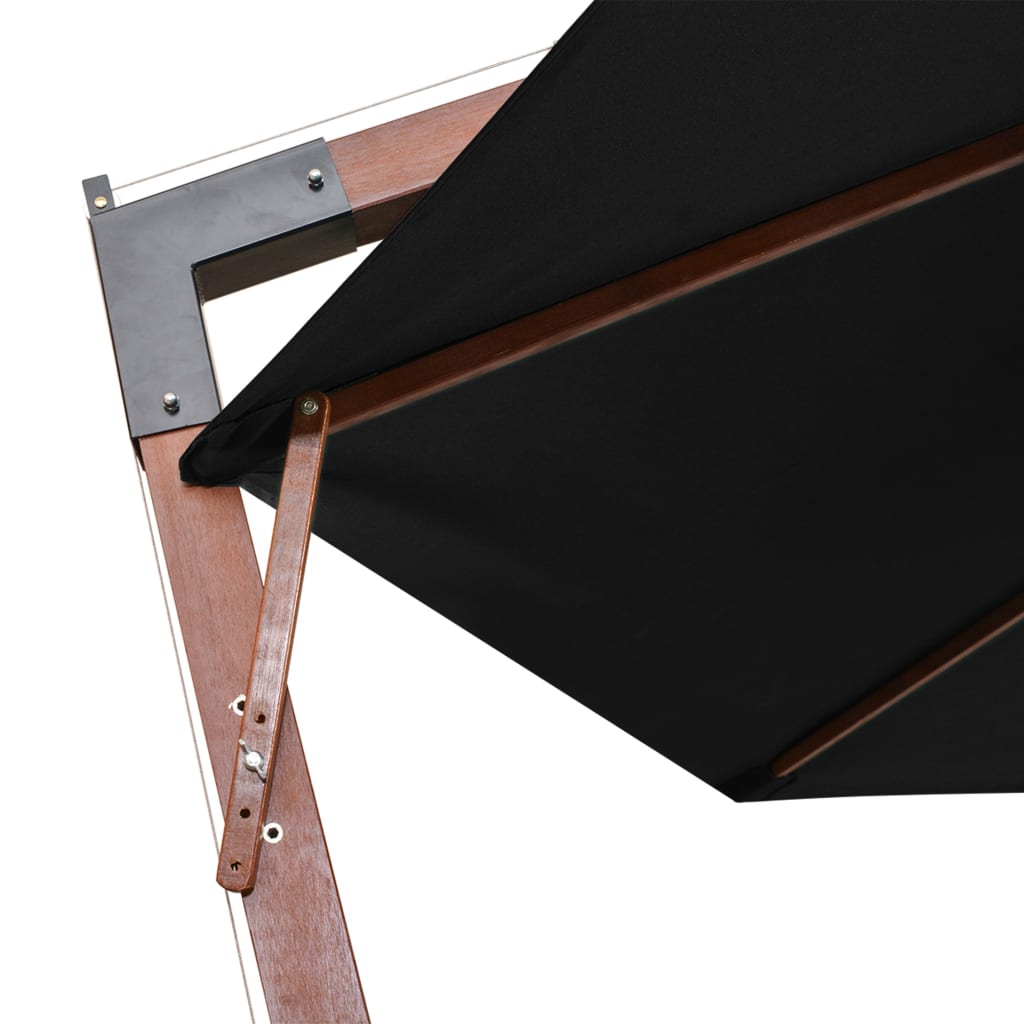 vidaXL Hanging Garden Parasol | Black | Fir Wood, Bamboo, Polyester, Iron