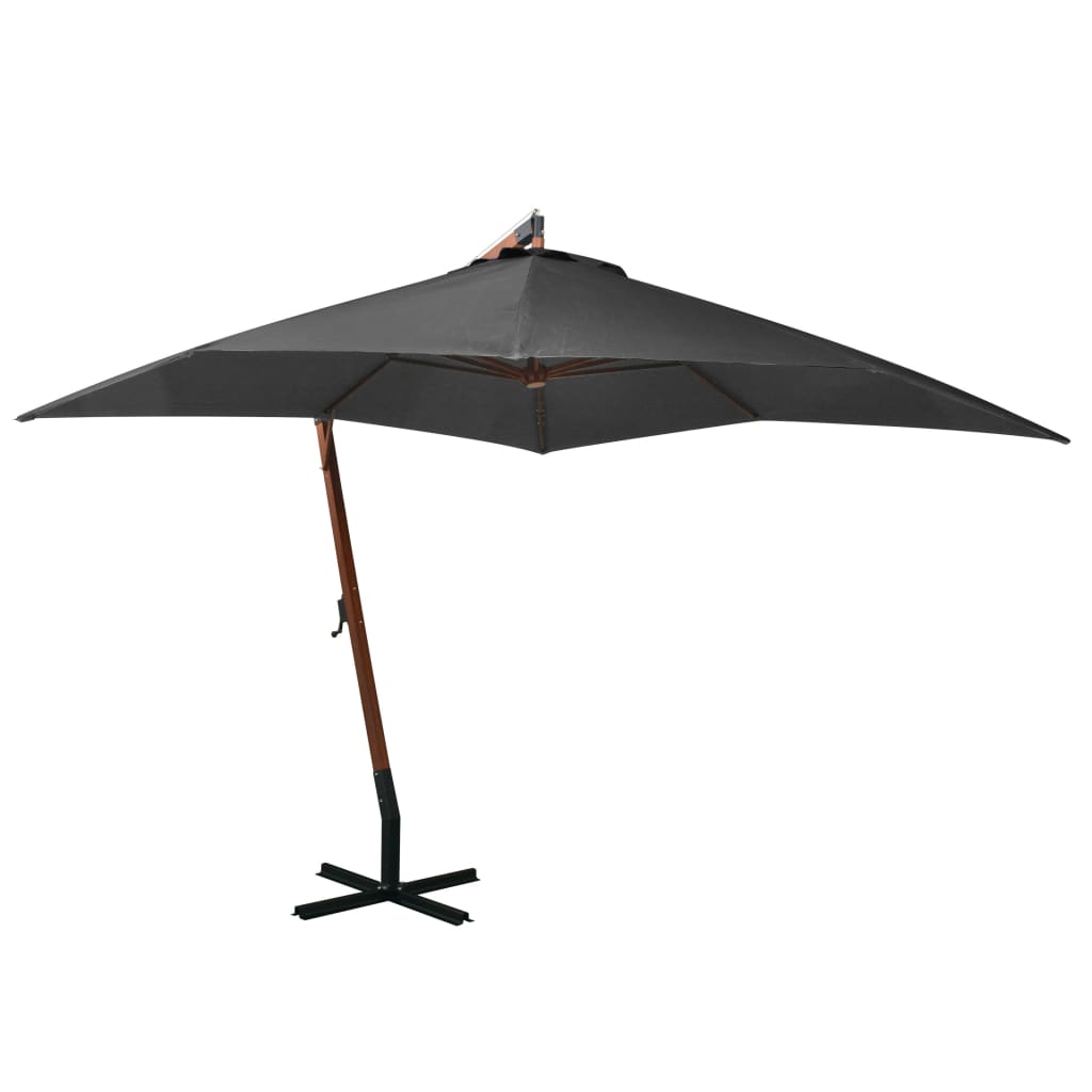 vidaXL Hanging Garden Parasol | Anthracite | Solid fir wood, bamboo, polyester