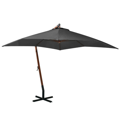 vidaXL Hanging Garden Parasol | Anthracite | Solid fir wood, bamboo, polyester
