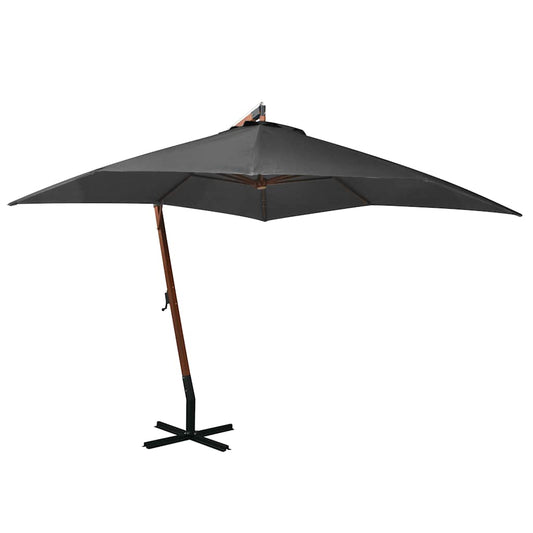 vidaXL Hanging Garden Parasol with Pole Anthracite 3x3m Solid Fir Wood