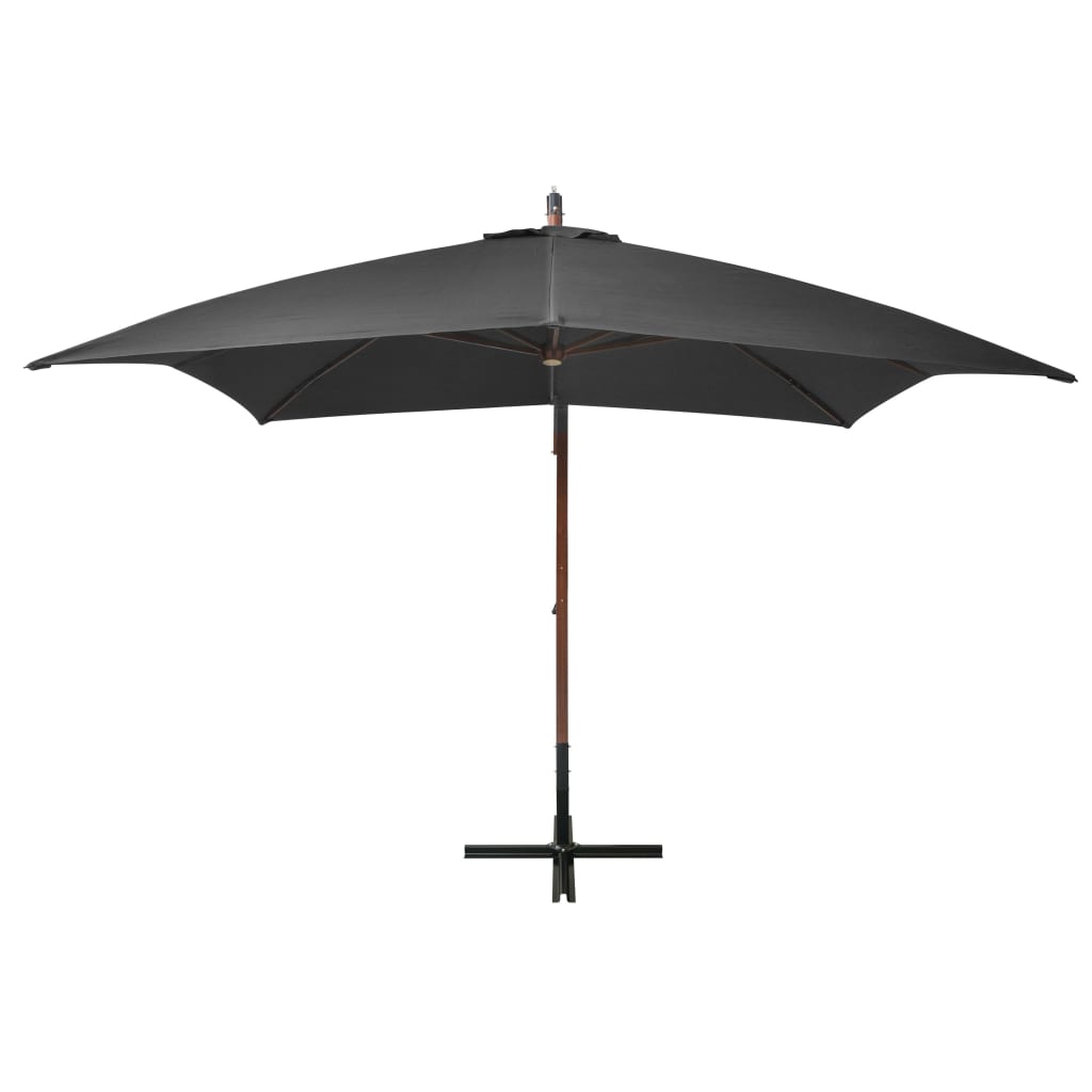 vidaXL Hanging Garden Parasol | Anthracite | Solid fir wood, bamboo, polyester