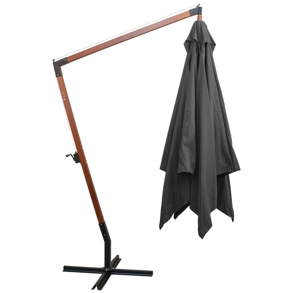 vidaXL Hanging Garden Parasol | Anthracite | Solid fir wood, bamboo, polyester