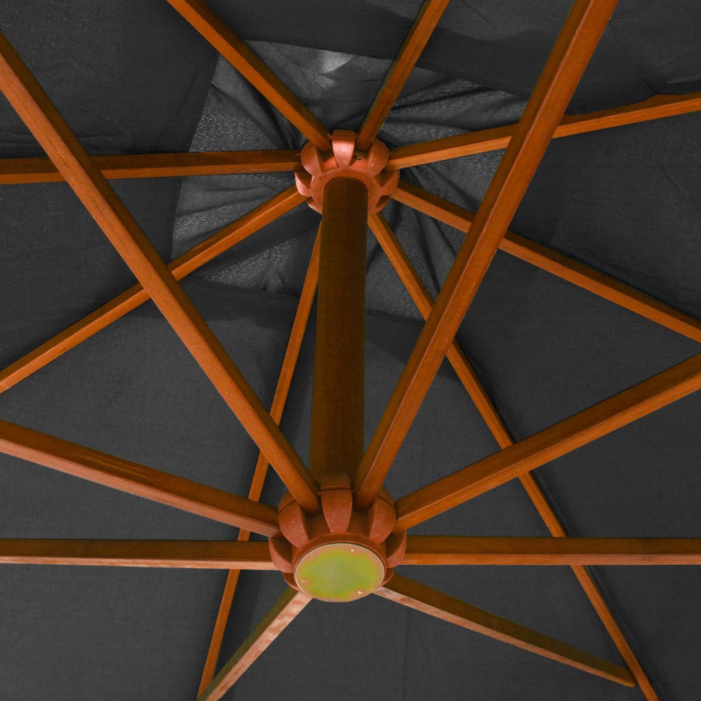 vidaXL Hanging Garden Parasol | Anthracite | Solid fir wood, bamboo, polyester