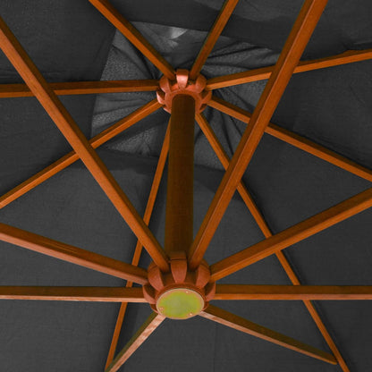 vidaXL Hanging Garden Parasol | Anthracite | Solid fir wood, bamboo, polyester