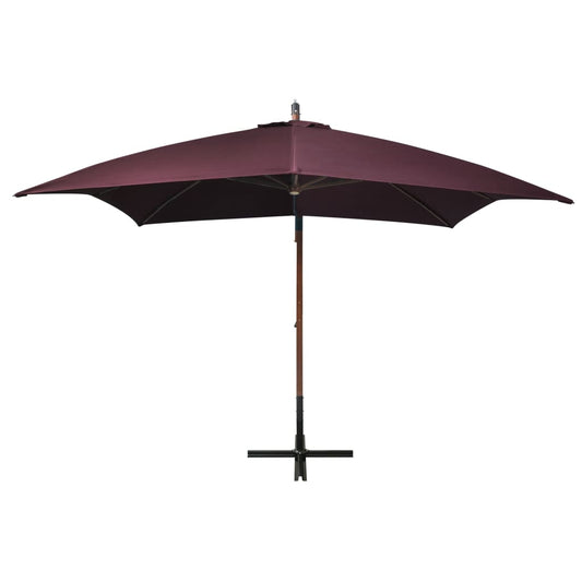vidaXL Hanging Garden Parasol with Pole Bordeaux Red 3x3 m Solid Fir Wood