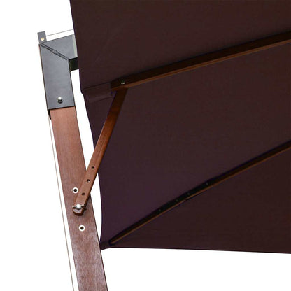 vidaXL Hanging Garden Parasol with Pole Bordeaux Red 3x3 m Solid Fir Wood