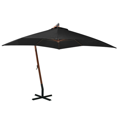 vidaXL Hanging Garden Parasol | Black | Fir Wood | Large | Adjustable Armrests