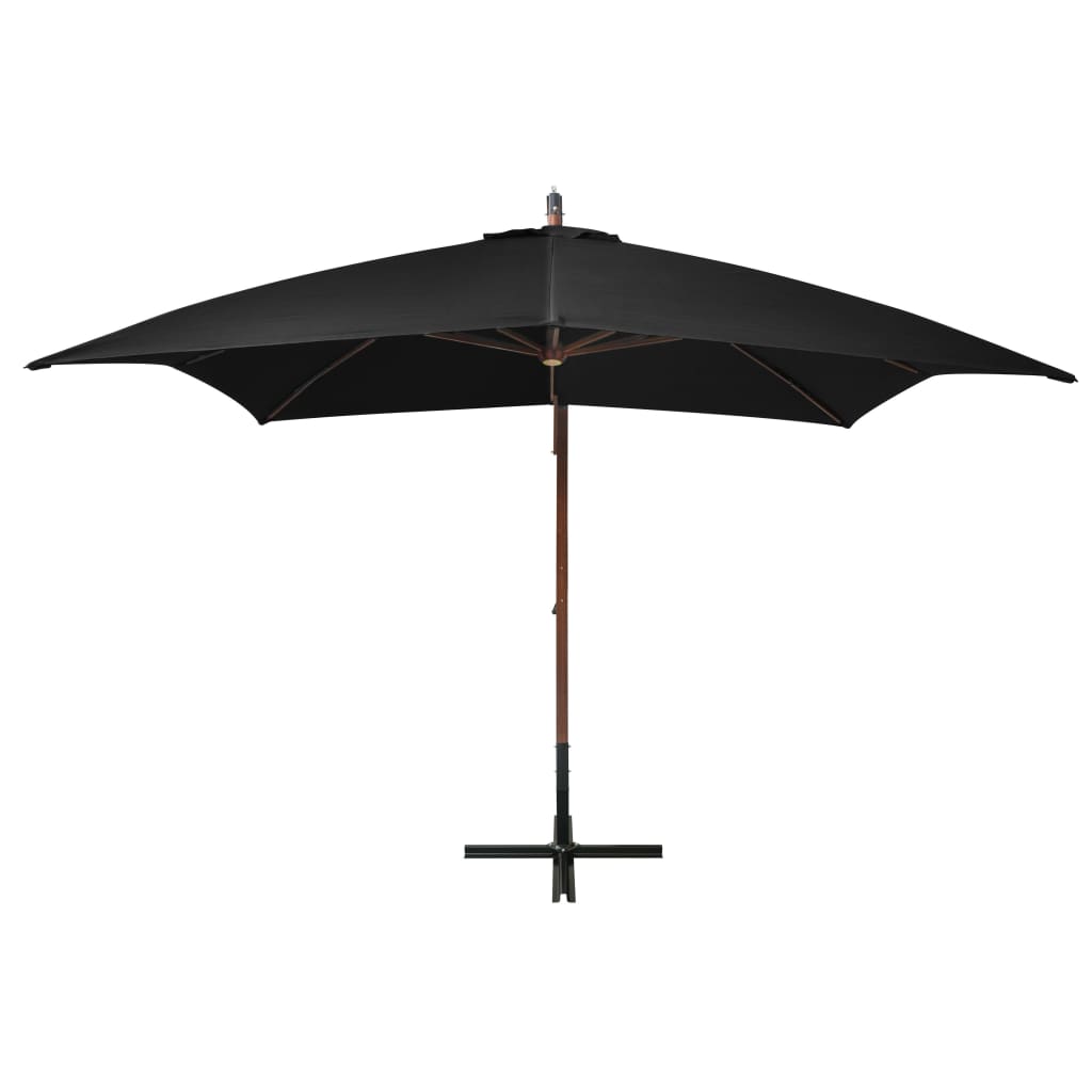 vidaXL Hanging Garden Parasol | Black | Fir Wood | Large | Adjustable Armrests