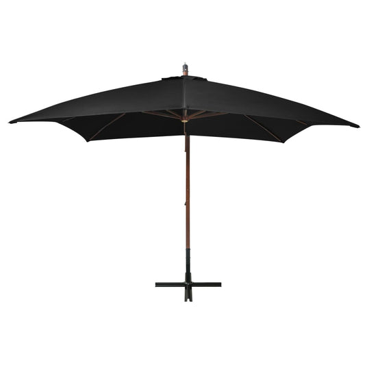 vidaXL Hanging Garden Parasol | Black | Fir Wood | Large | Adjustable Armrests