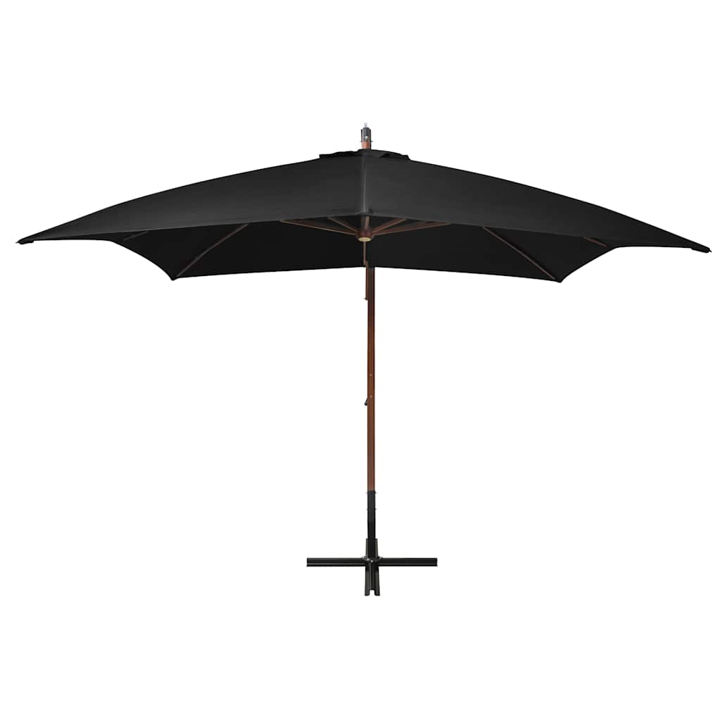 vidaXL Hanging Garden Parasol with Pole Black 3x3 m Solid Fir Wood