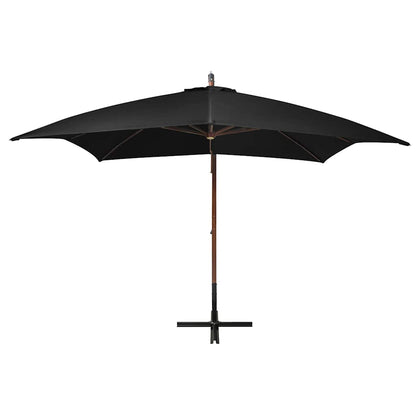 vidaXL Hanging Garden Parasol with Pole Black 3x3 m Solid Fir Wood
