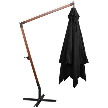 vidaXL Hanging Garden Parasol | Black | Fir Wood | Large | Adjustable Armrests