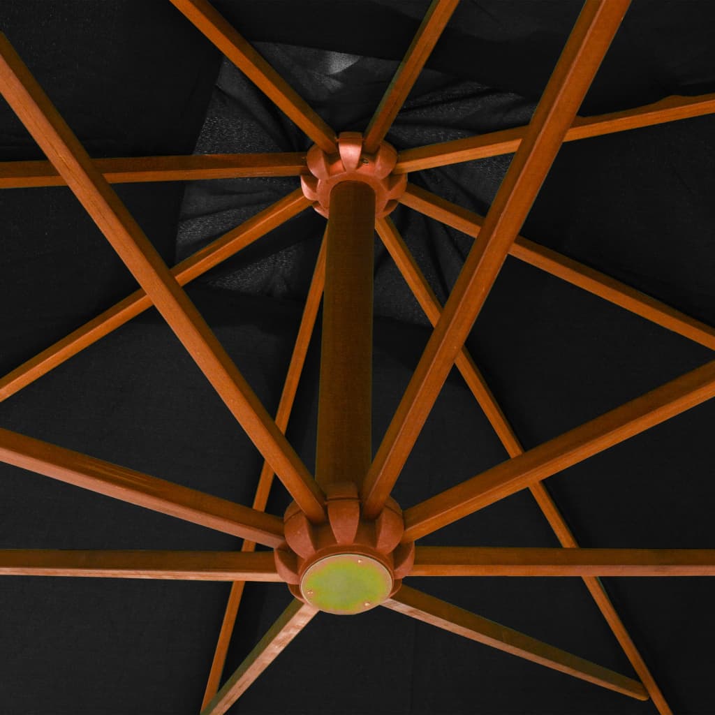 vidaXL Hanging Garden Parasol | Black | Fir Wood | Large | Adjustable Armrests