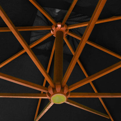 vidaXL Hanging Garden Parasol with Pole Black 3x3 m Solid Fir Wood