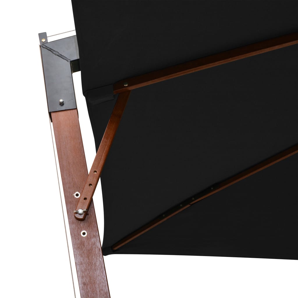 vidaXL Hanging Garden Parasol | Black | Fir Wood | Large | Adjustable Armrests