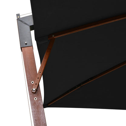 vidaXL Hanging Garden Parasol | Black | Fir Wood | Large | Adjustable Armrests