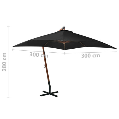 vidaXL Hanging Garden Parasol | Black | Fir Wood | Large | Adjustable Armrests