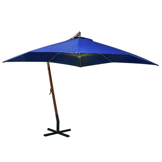 vidaXL Hanging Garden Parasol | Azure Blue | Polyester, Fir Wood, Bamboo | Large